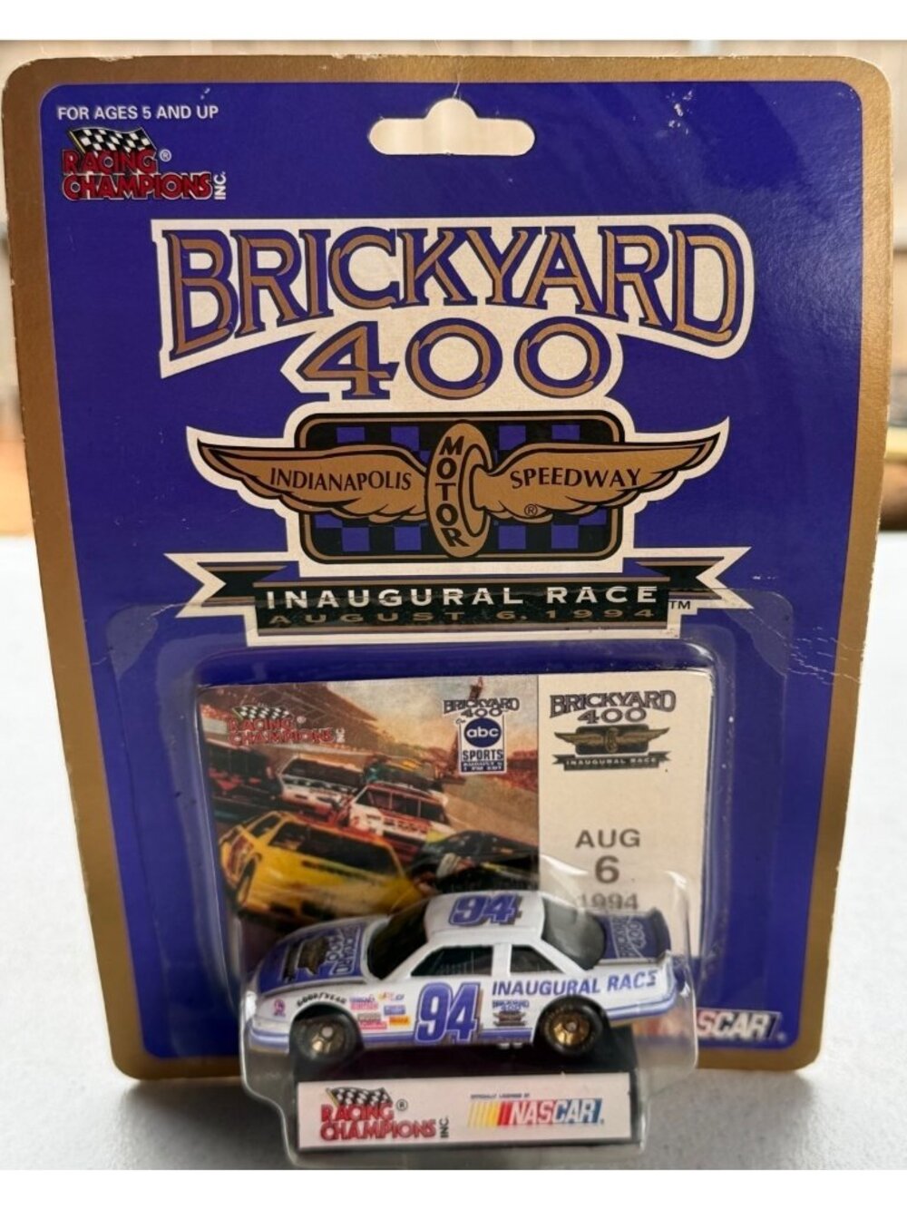 Racing Champions #94 Brickyard 400 Inaugural Race 1:64 Scale Diecast Car & Card